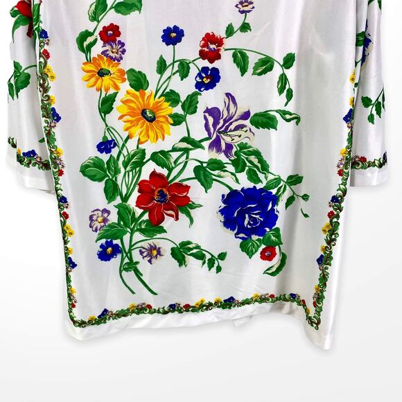 90s TOP NOTCH Vintage White Floral Shirt Jacket Blouse - Picture 7 of 10